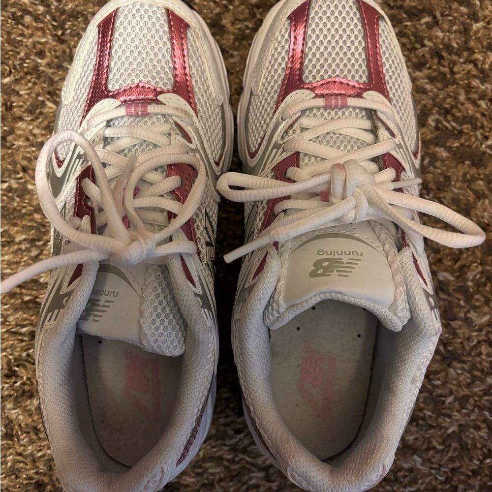 New Balance White and Pink Running Shoes